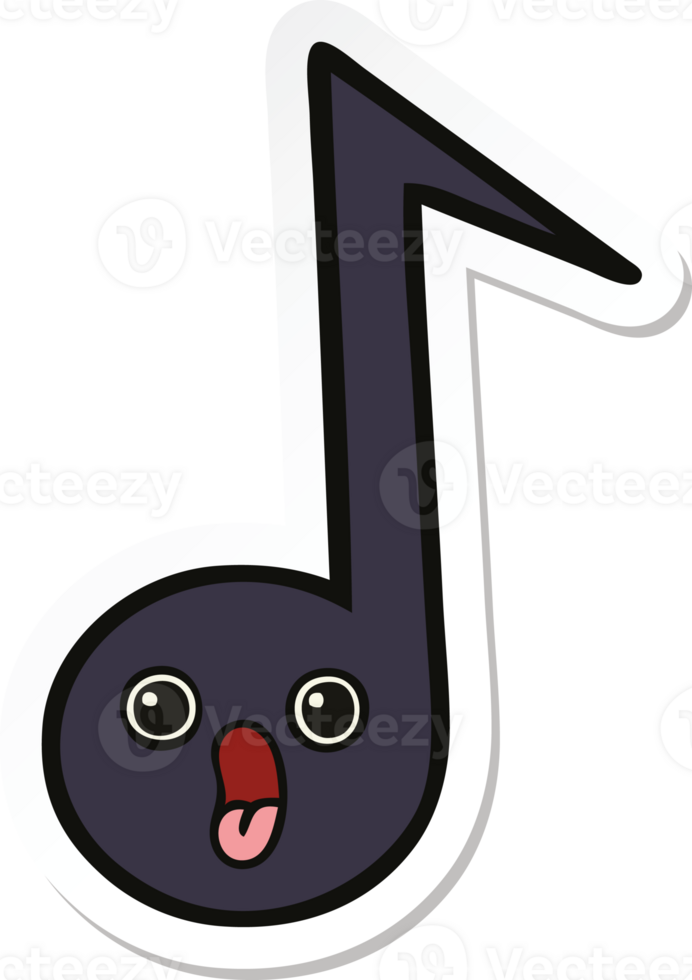 sticker of a cute cartoon musical note png