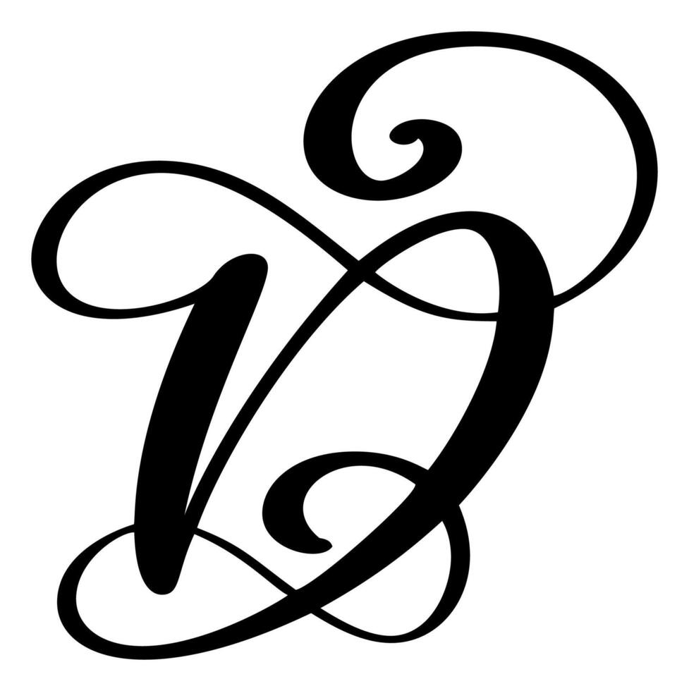 calligraphy hand drawn letter D logo. Script font. Handwritten brush style vector