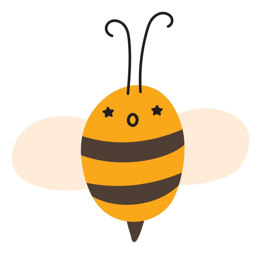 Fly worried Bee Emoji Icon. Cute kid character. Object summer Symbol flat Honey Art. Cartoon element for web or typographic design, poster vector
