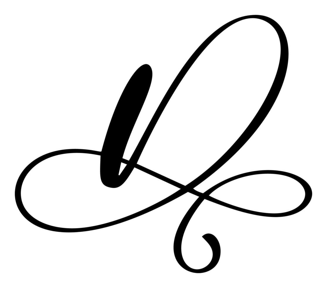 calligraphy hand drawn letter D logo. Script font. Handwritten brush style vector