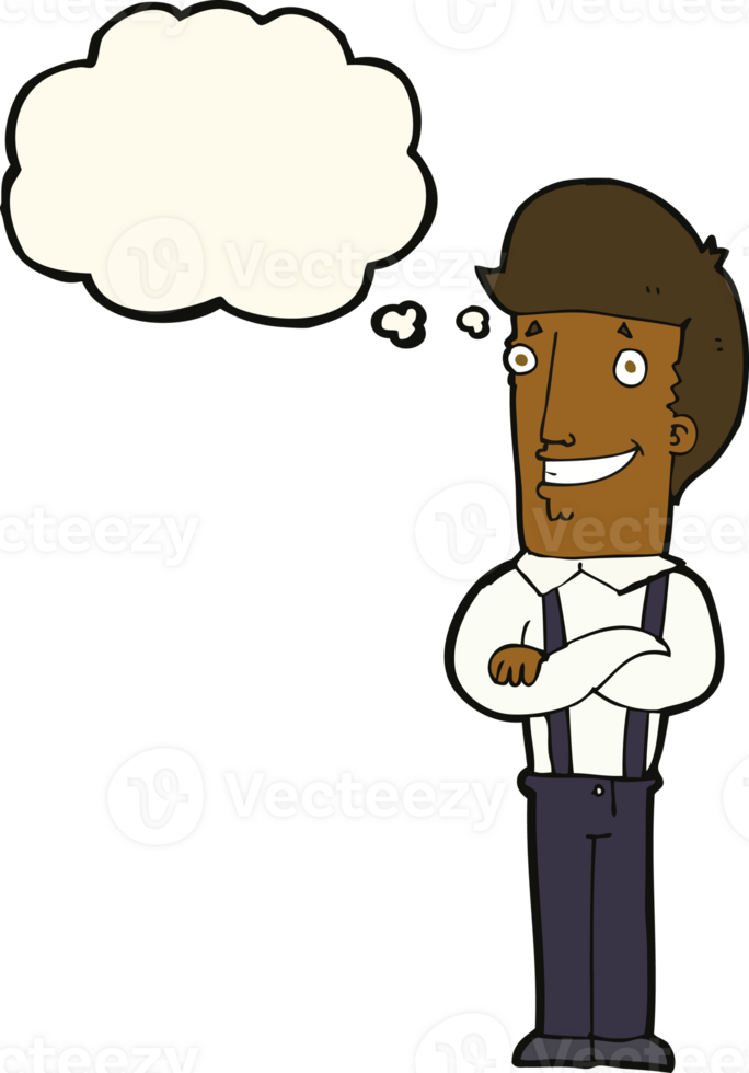 cartoon proud man with thought bubble png