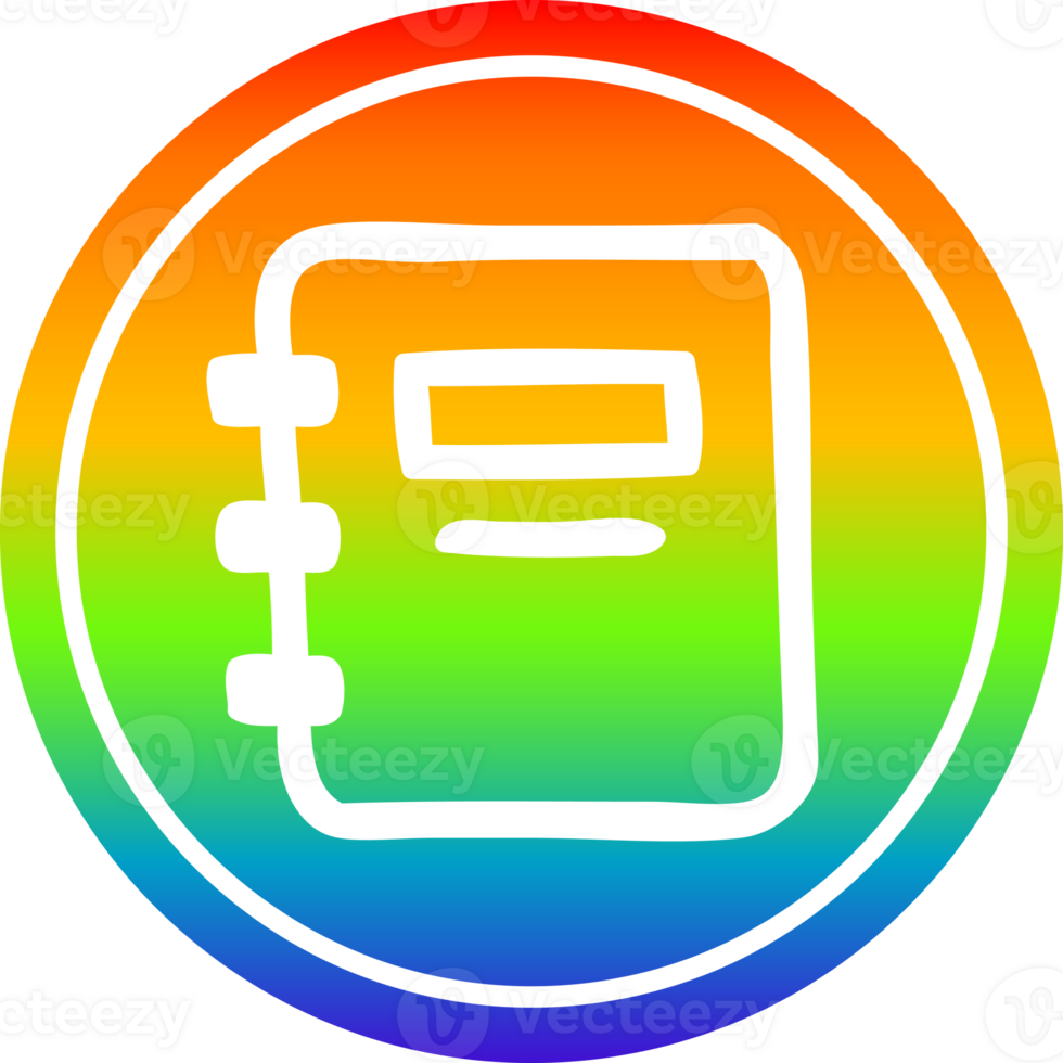 note book circular icon with rainbow gradient finish png