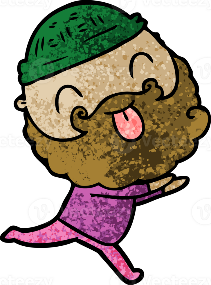 running man with beard sticking out tongue png