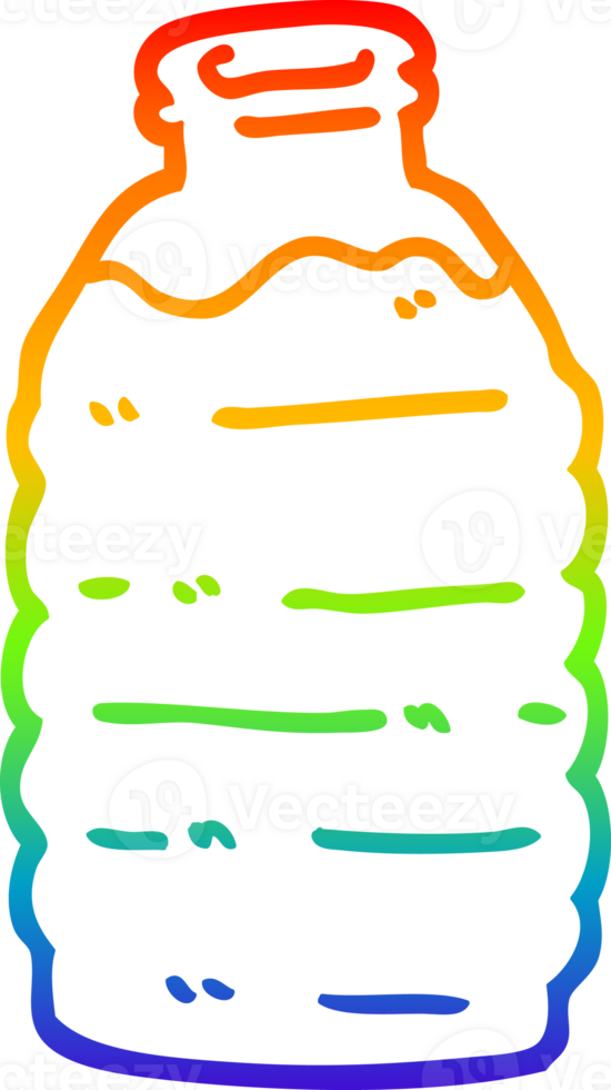 rainbow gradient line drawing of a cartoon water bottle png
