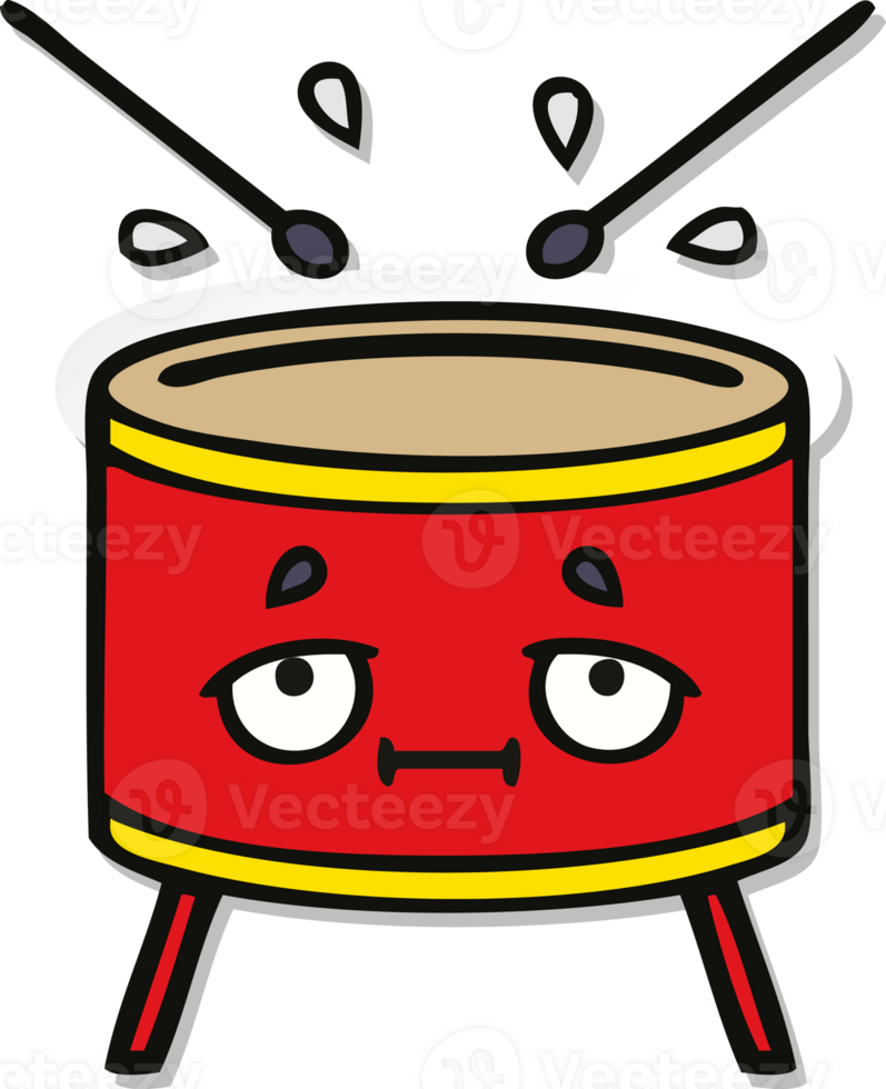sticker of a cute cartoon drum png