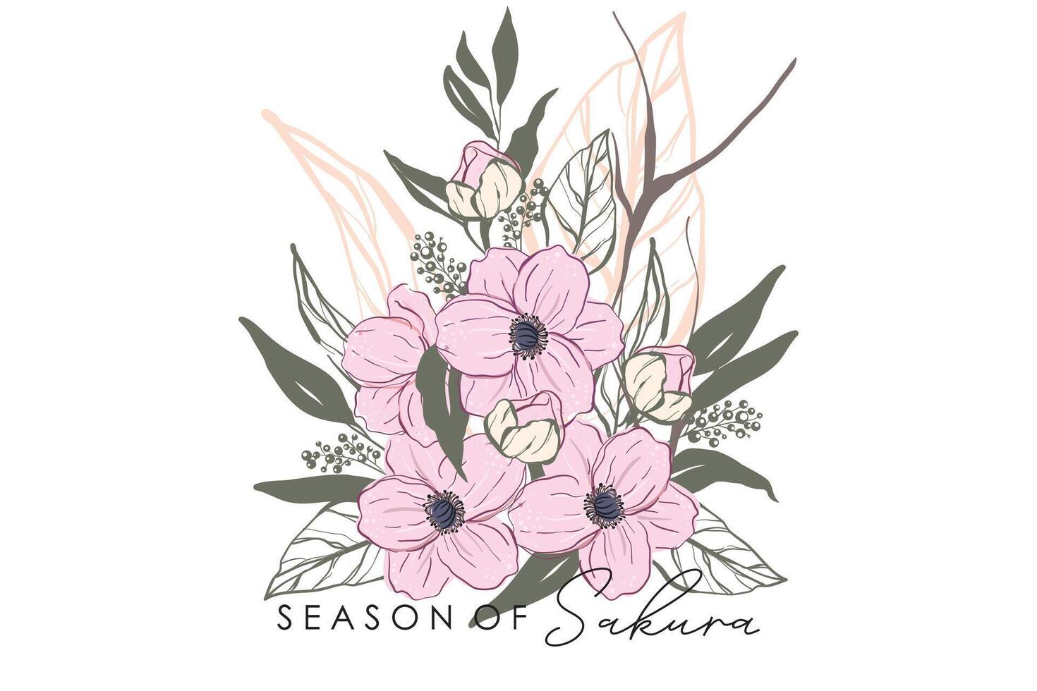 Spring cherry blossom Sakura bloom floral vector