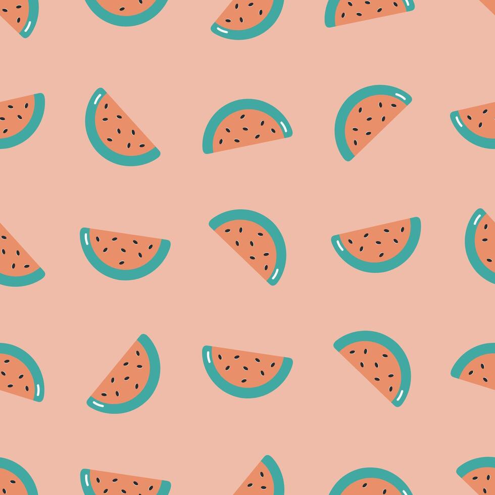 Seamless pattern with watermelon. illustration in cartoon style. For card, posters, banners, printing on the pack, printing on clothes, fabric, wallpaper. vector