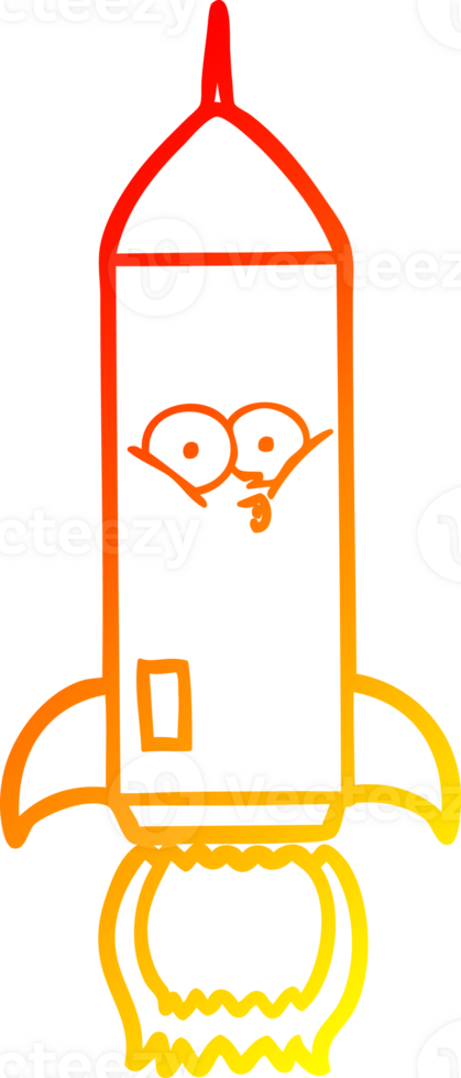 warm gradient line drawing of a cartoon rocket png