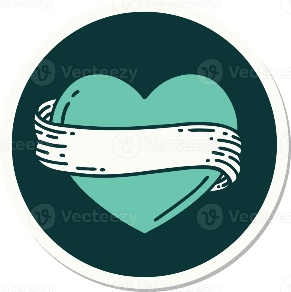 sticker of tattoo in traditional style of a heart and banner png