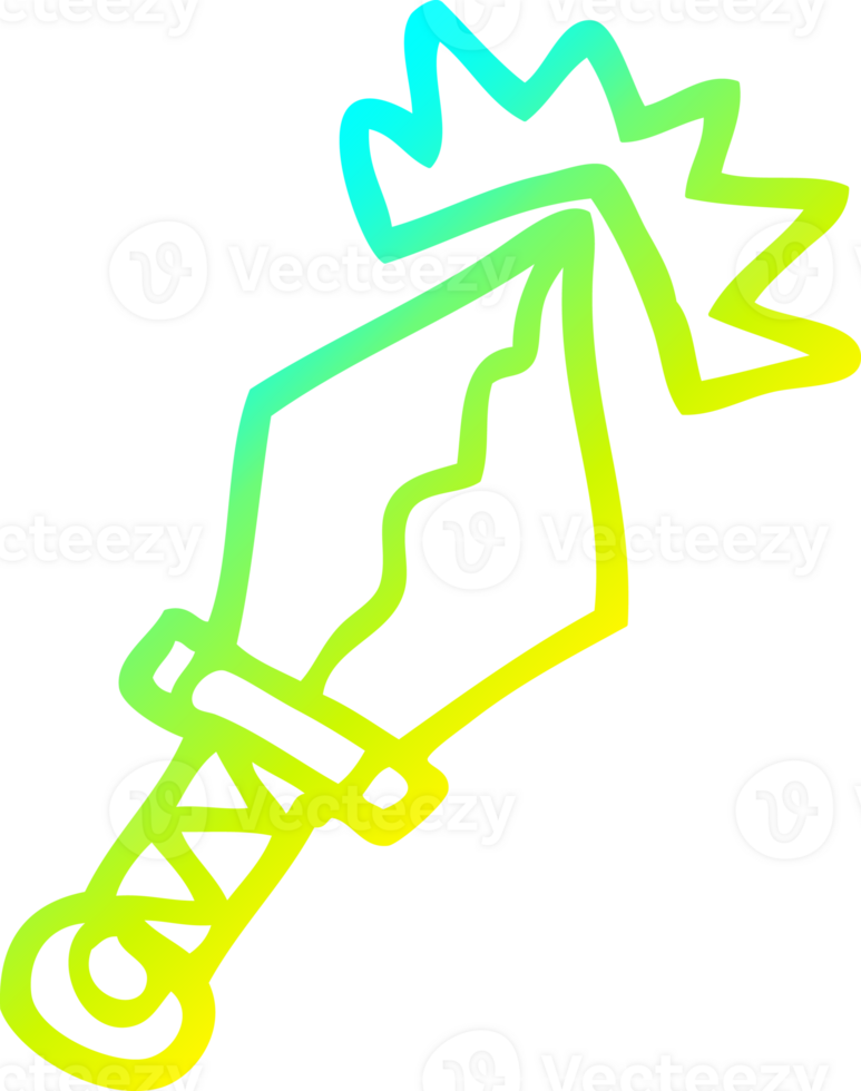 cold gradient line drawing of a cartoon sharp dagger png