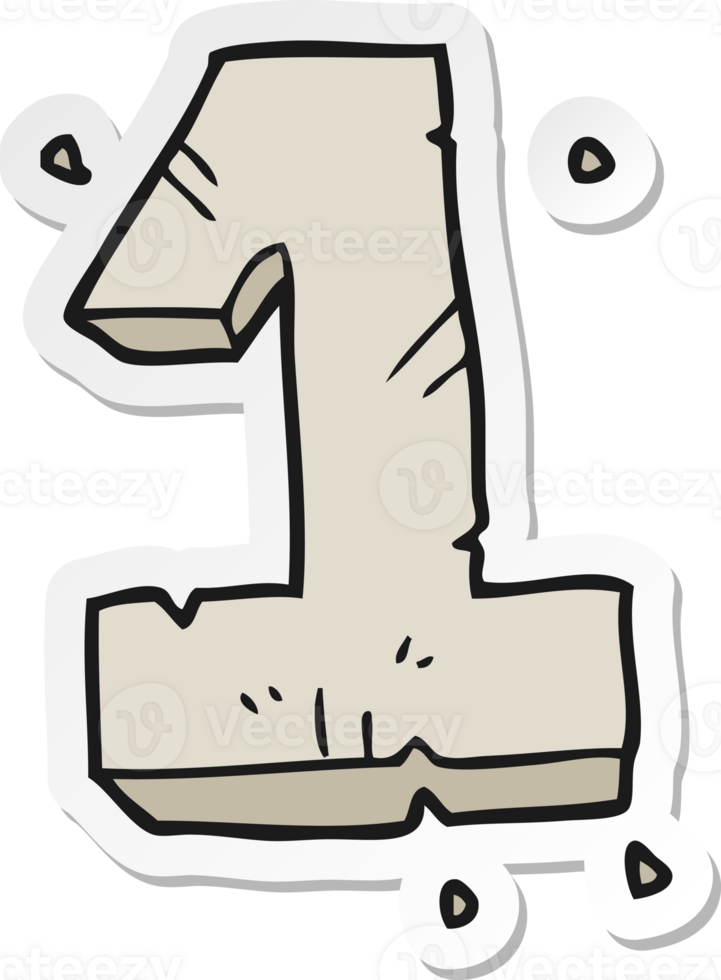sticker of a cartoon stone number one png