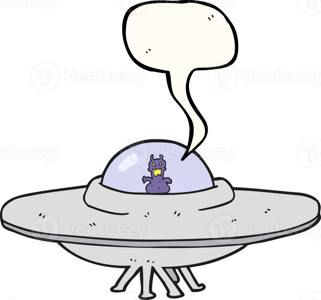 hand drawn speech bubble cartoon UFO png