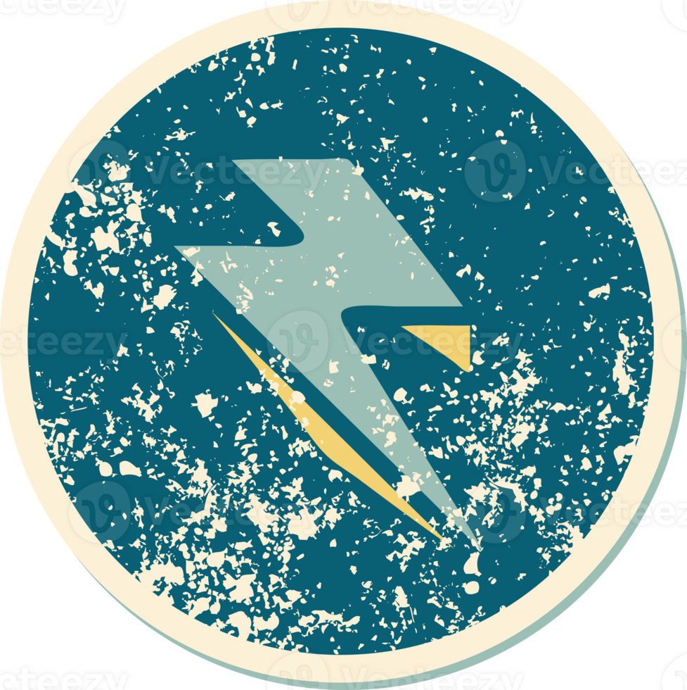iconic distressed sticker tattoo style image of lighting bolt png