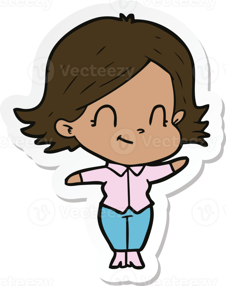 sticker of a cartoon friendly girl png