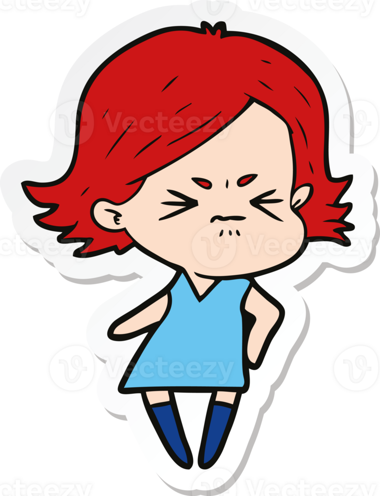 sticker of a cartoon angry woman png