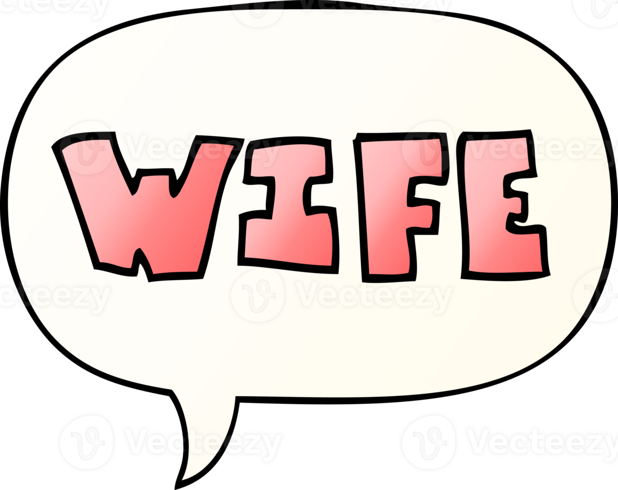 cartoon word with speech bubble in smooth gradient style png