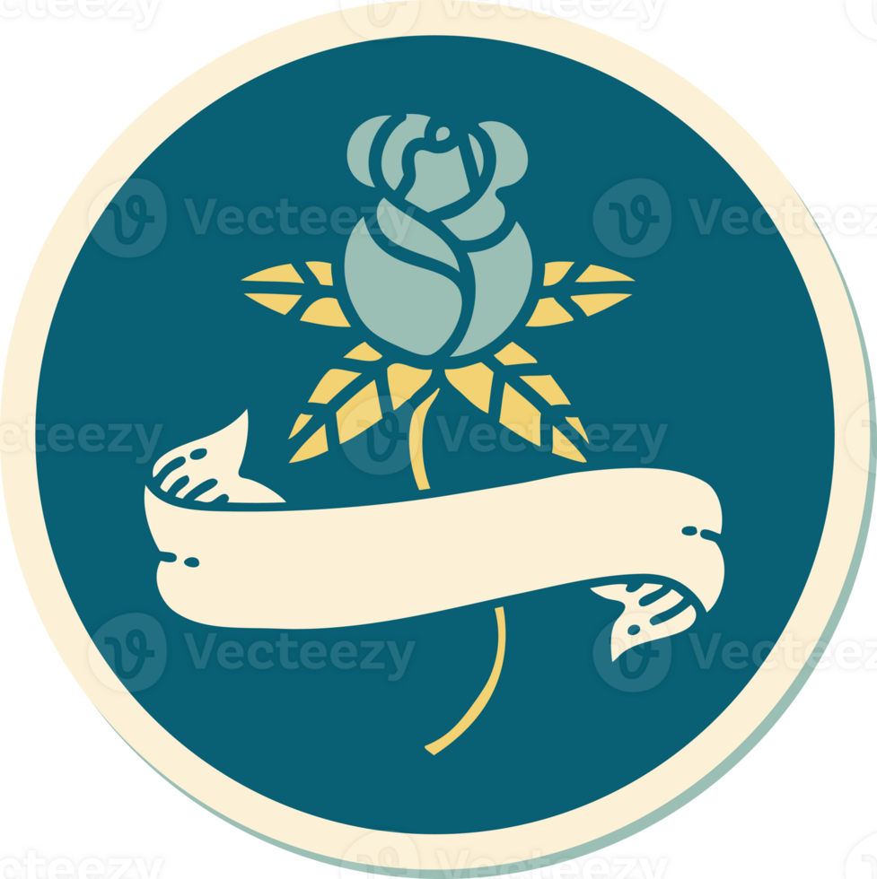 sticker of tattoo in traditional style of a rose and banner png