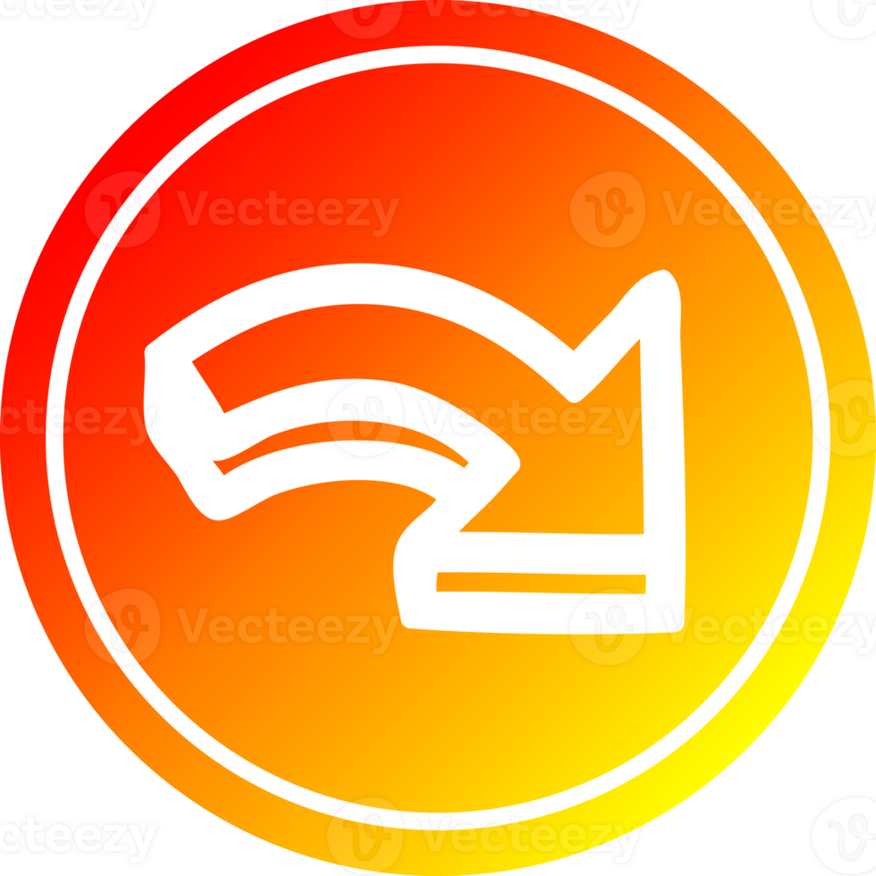 direction arrow circular icon with warm gradient finish png