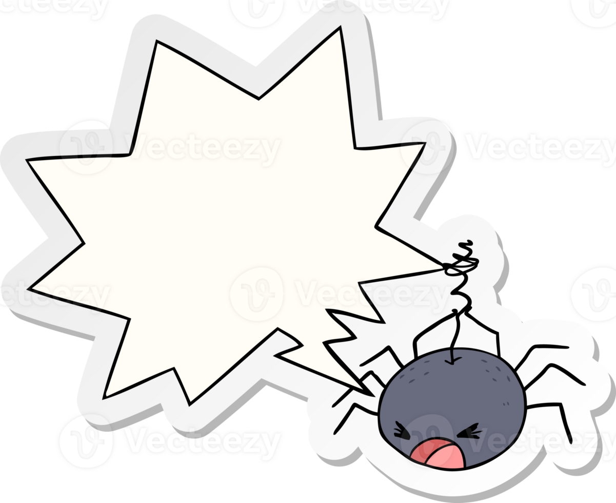 cartoon halloween spider with speech bubble sticker png