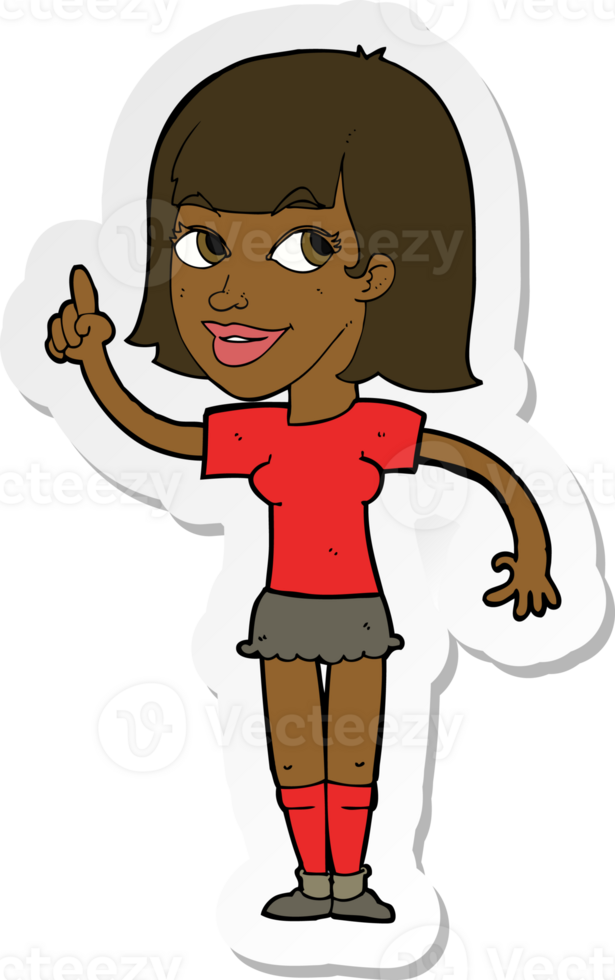sticker of a cartoon pretty girl with idea png