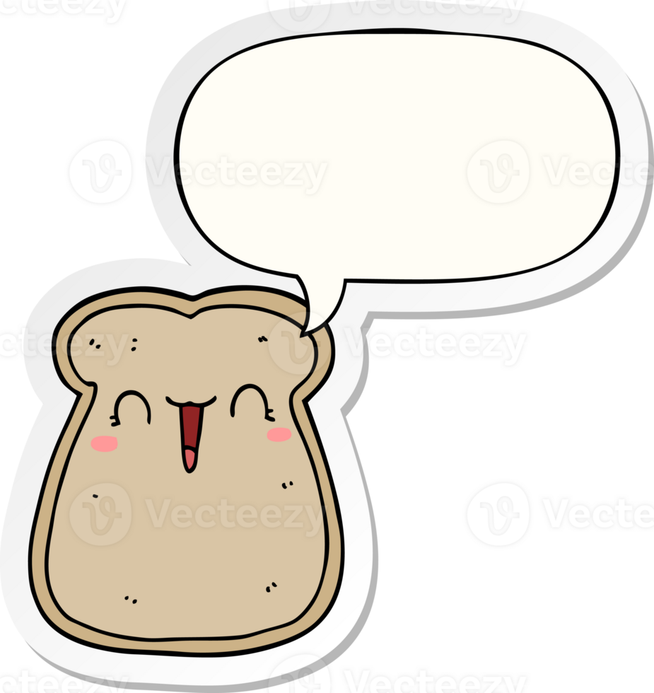 cute cartoon slice of toast with speech bubble sticker png