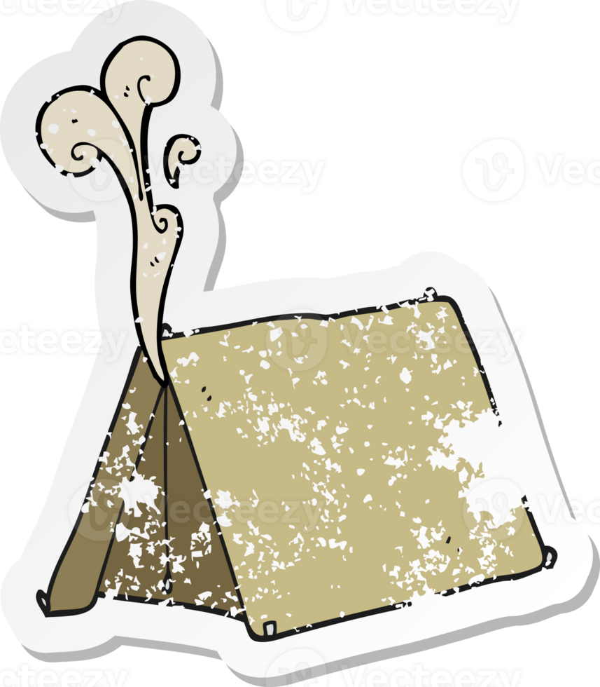 retro distressed sticker of a cartoon old smelly tent png