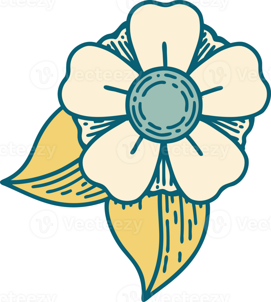 iconic tattoo style image of a flower png
