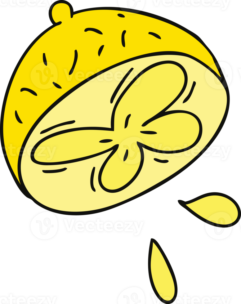hand drawn quirky cartoon lemon png
