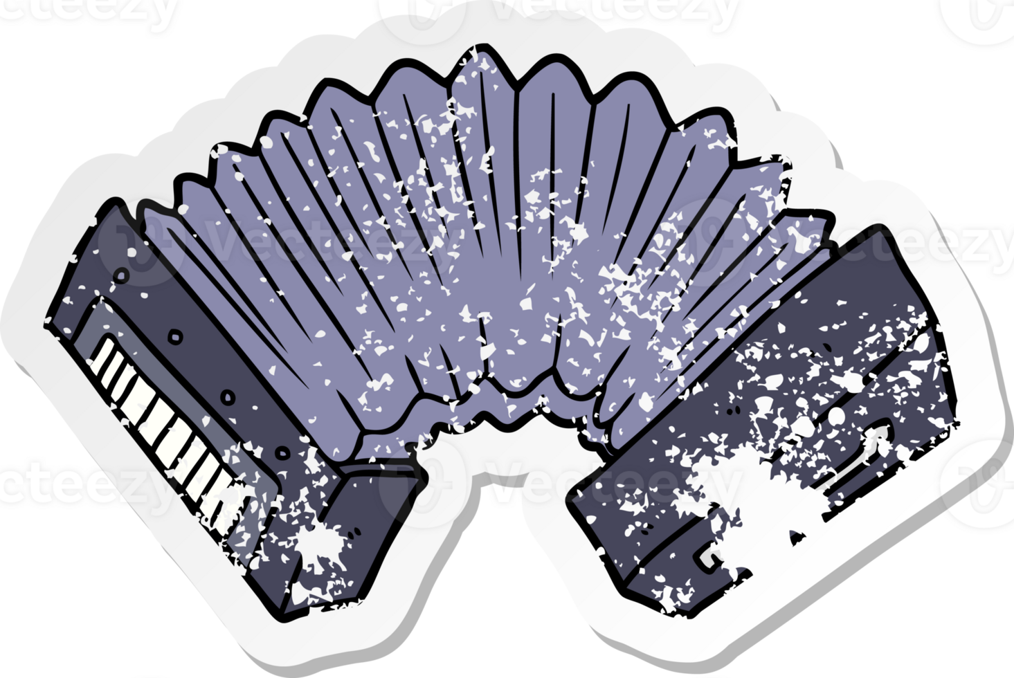 distressed sticker of a cartoon accordion png