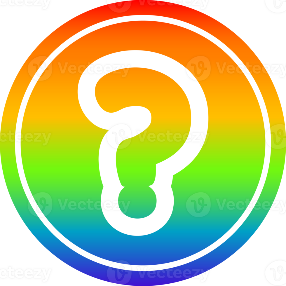 question mark circular icon with rainbow gradient finish png