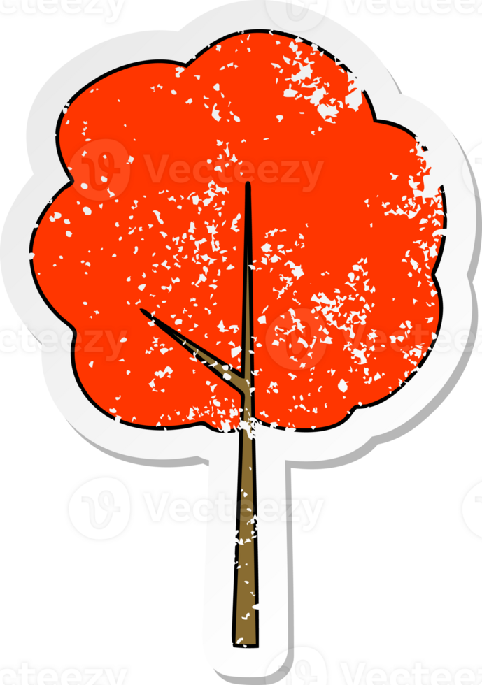 distressed sticker of a quirky hand drawn cartoon tree png