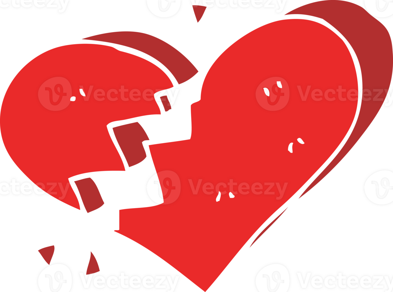 flat color illustration of broken heart png