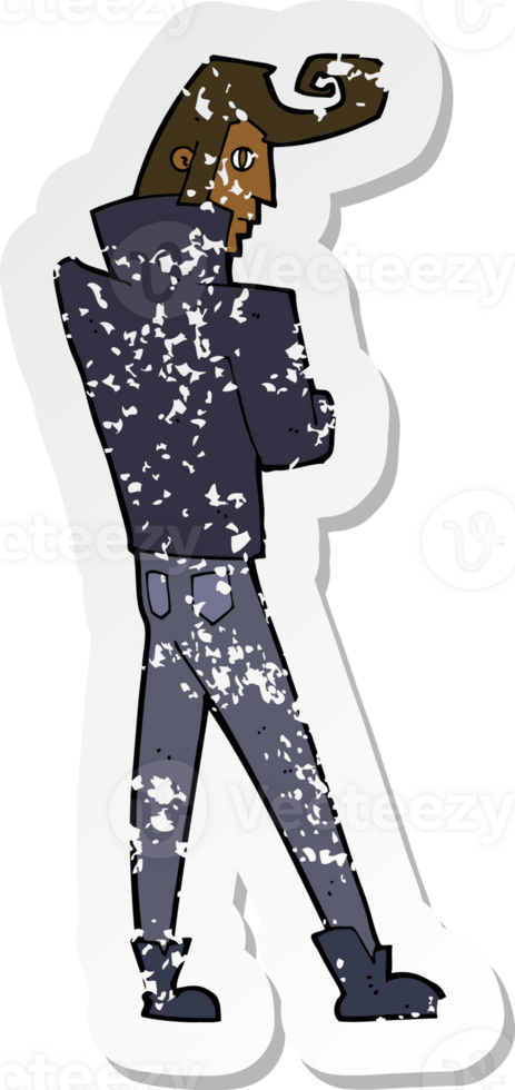 retro distressed sticker of a cartoon cool guy png
