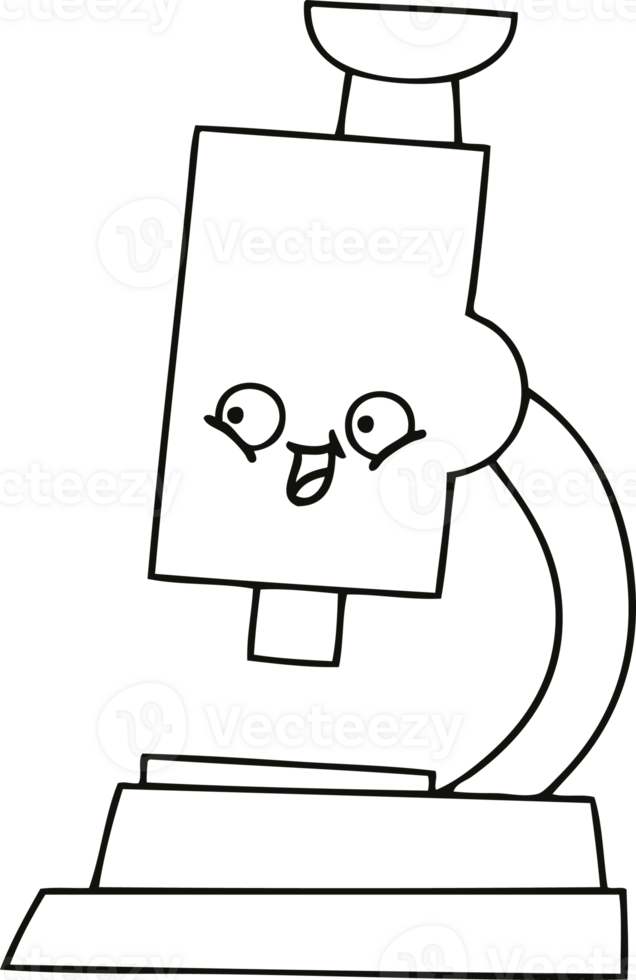 line drawing cartoon of a microscope png