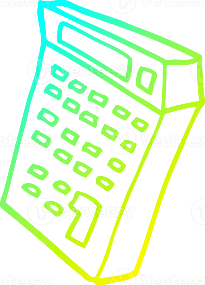 cold gradient line drawing of a cartoon calculator png