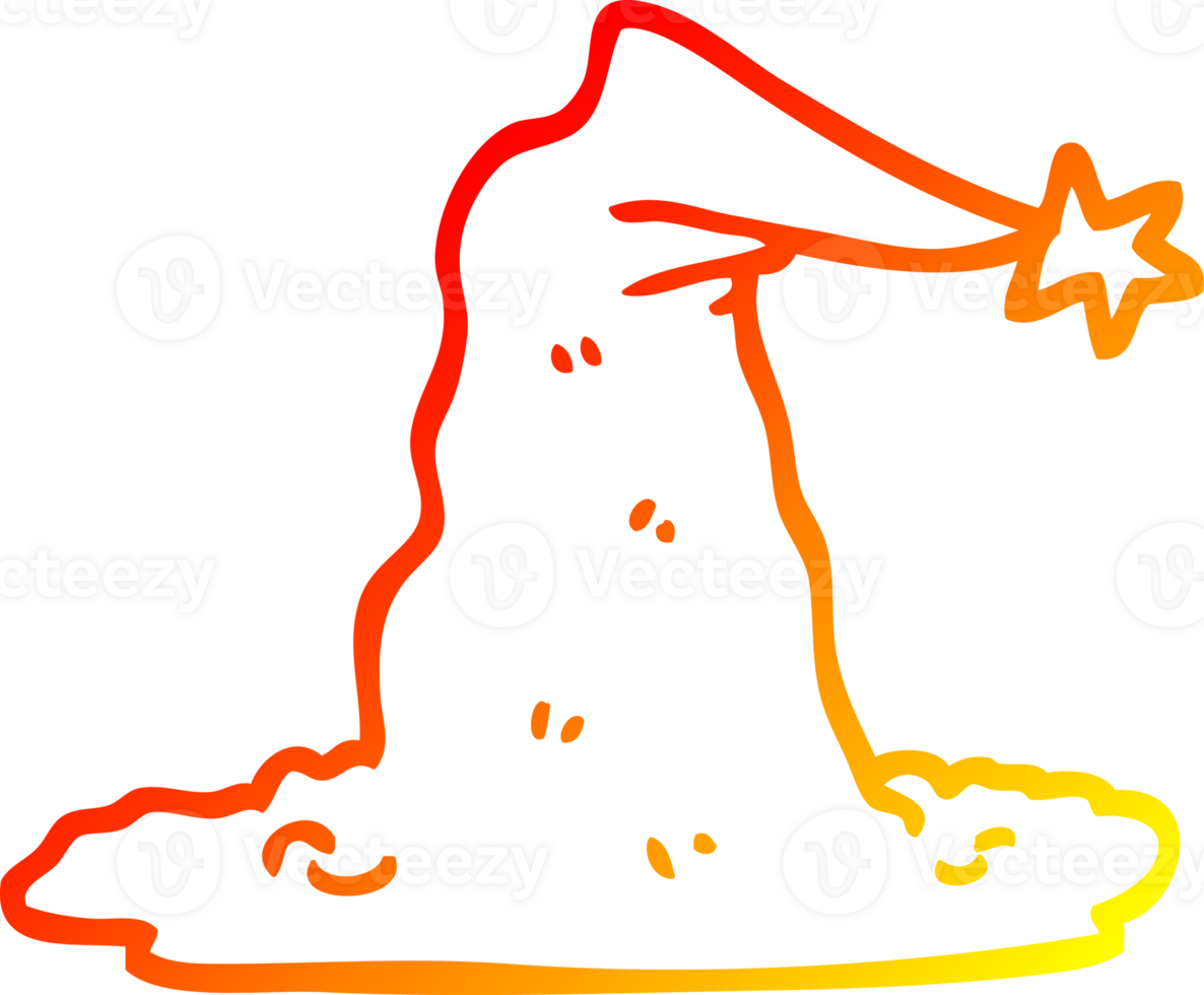 warm gradient line drawing of a cartoon wizard hat png
