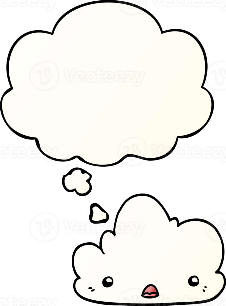 cute cartoon cloud with thought bubble in smooth gradient style png