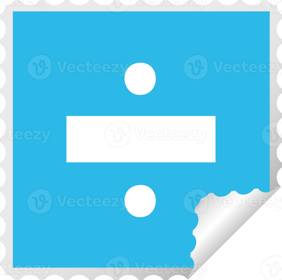square peeling sticker cartoon of a division symbol png