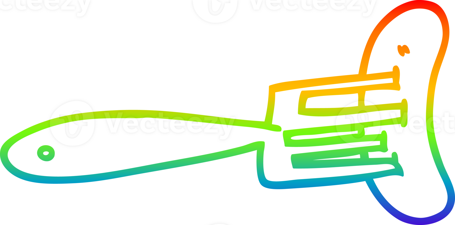 rainbow gradient line drawing of a cartoon sausage on fork png