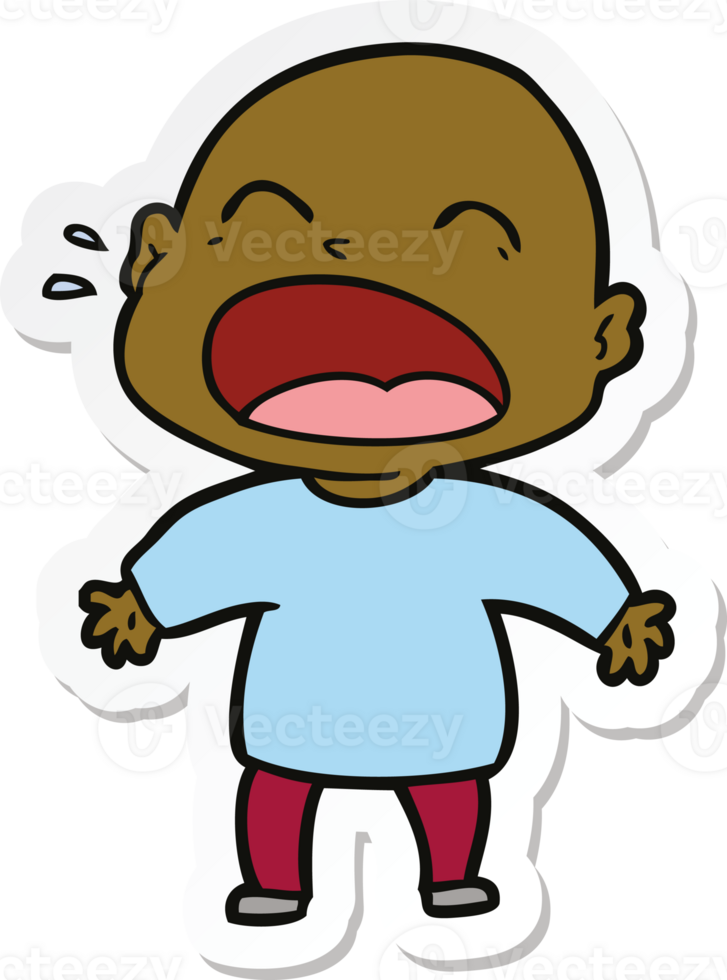 sticker of a cartoon shouting bald man png