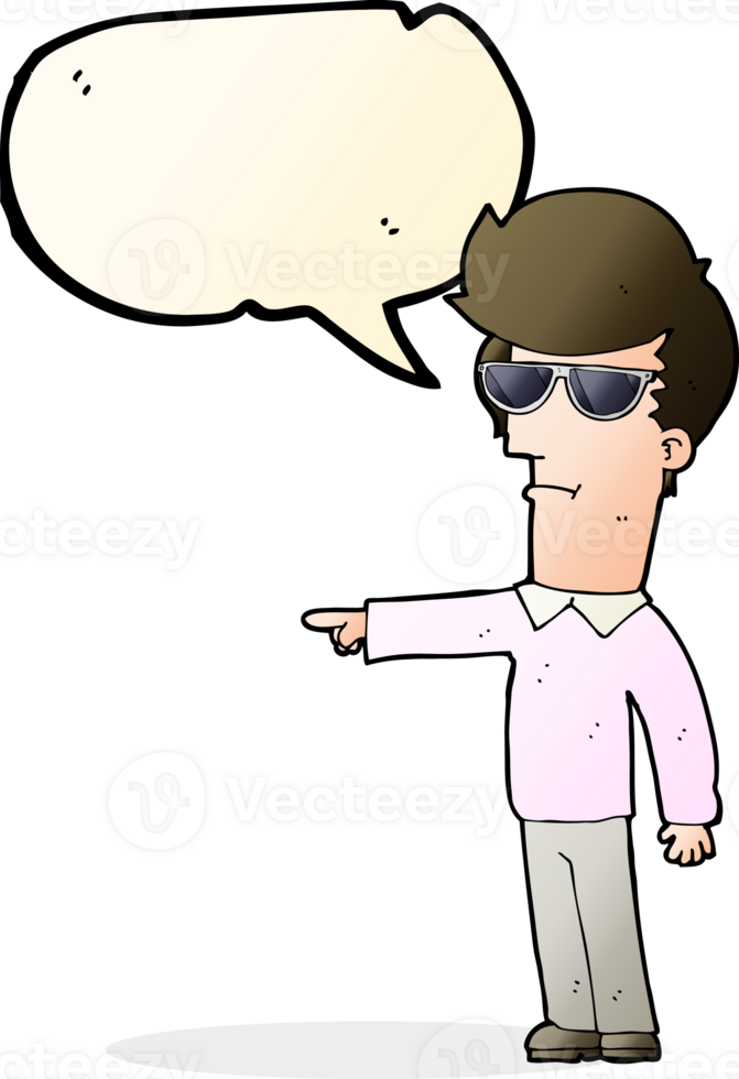 cartoon man in glasses pointing with speech bubble png