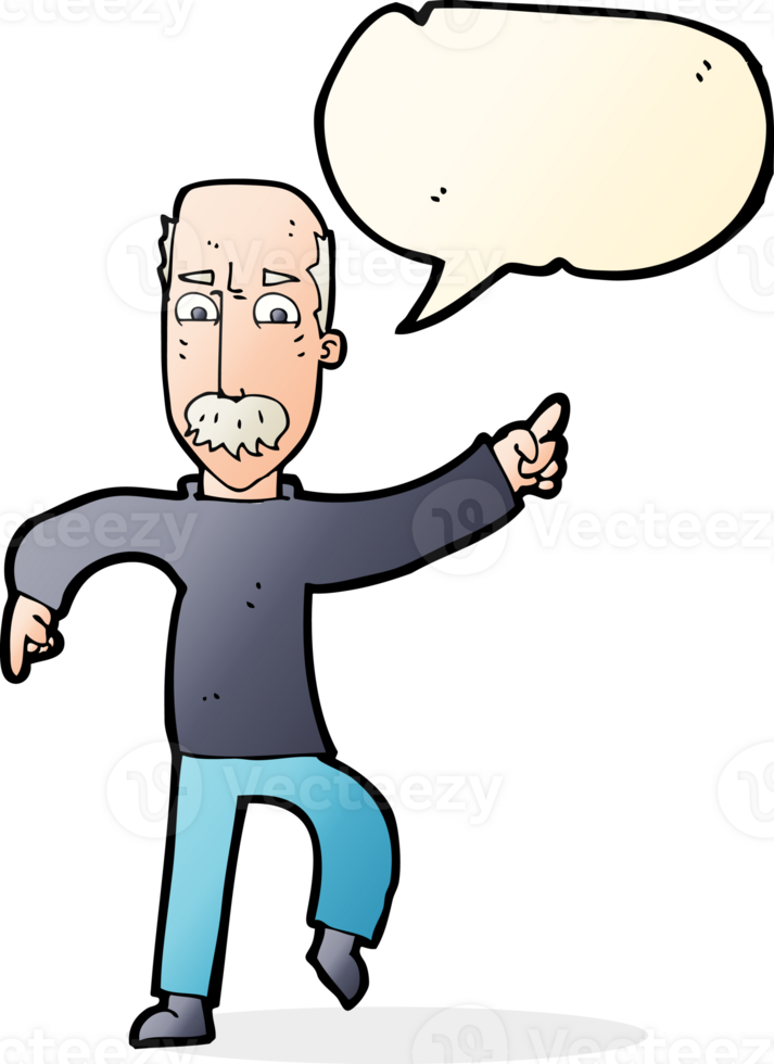 cartoon angry old man with speech bubble png