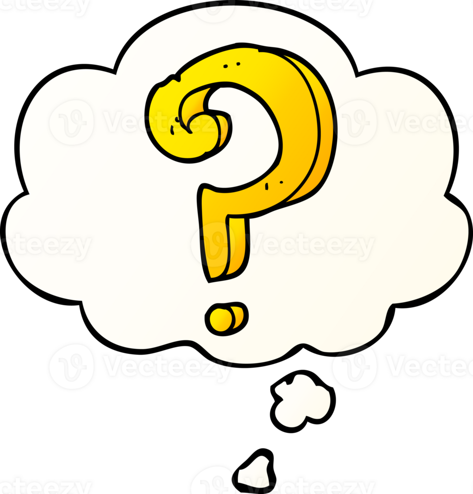 cartoon question mark with thought bubble in smooth gradient style png