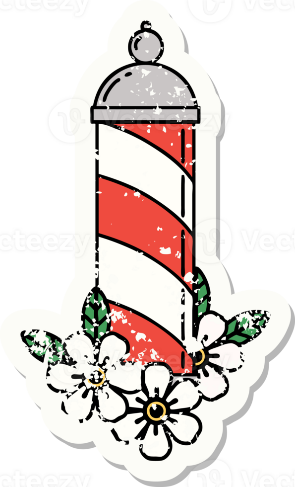 distressed sticker tattoo in traditional style of a barbers pole png