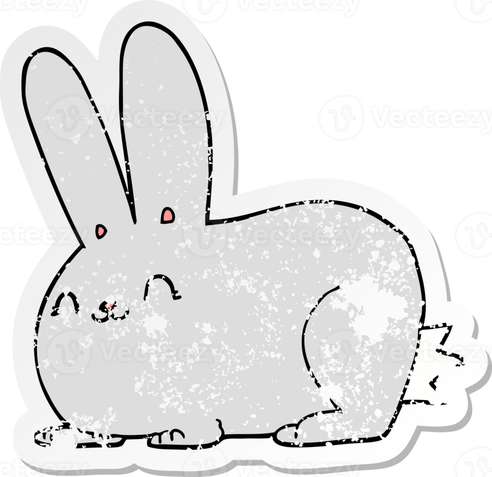 distressed sticker of a cartoon rabbit png