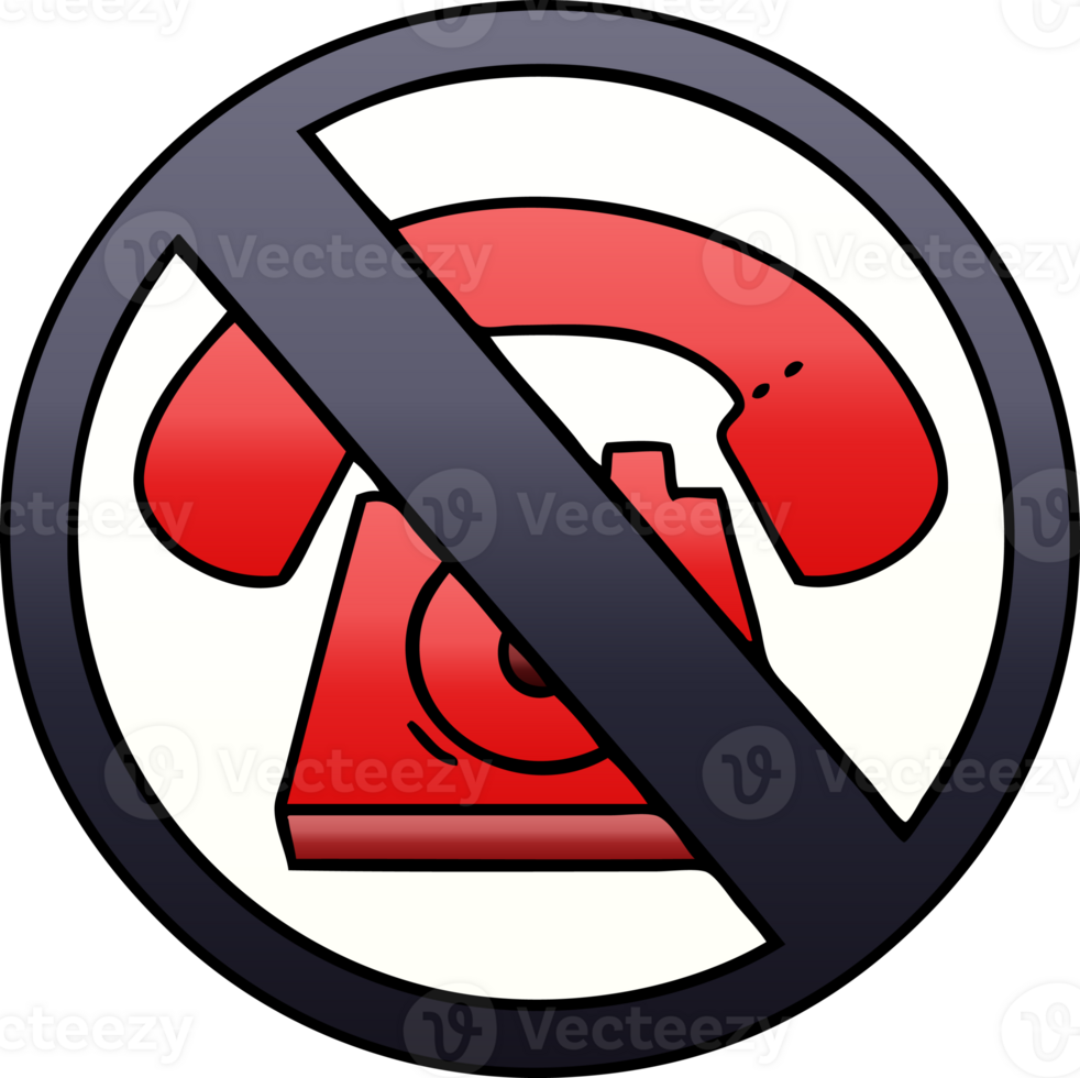 gradient shaded cartoon of a no phones allowed sign png