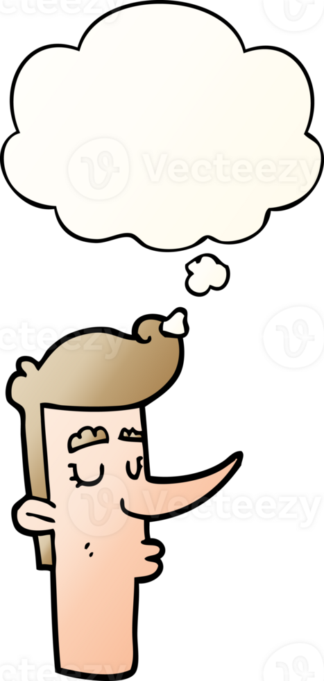 cartoon arrogant man with thought bubble in smooth gradient style png