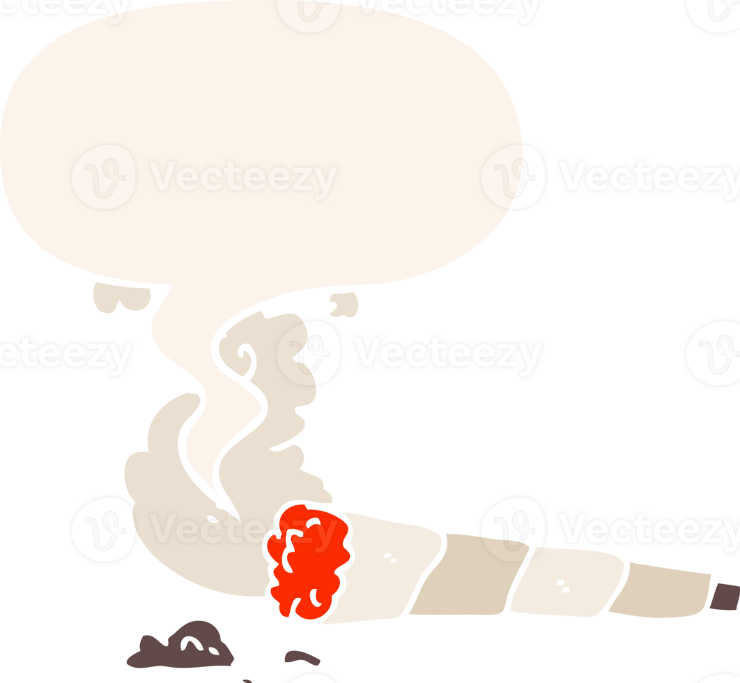 cartoon cigarette with speech bubble in retro style png