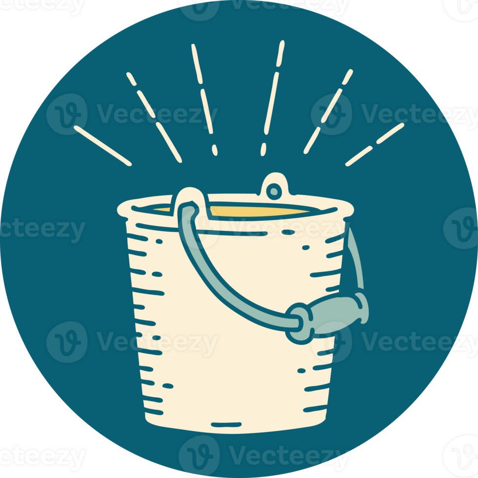 icon of a tattoo style bucket of water png
