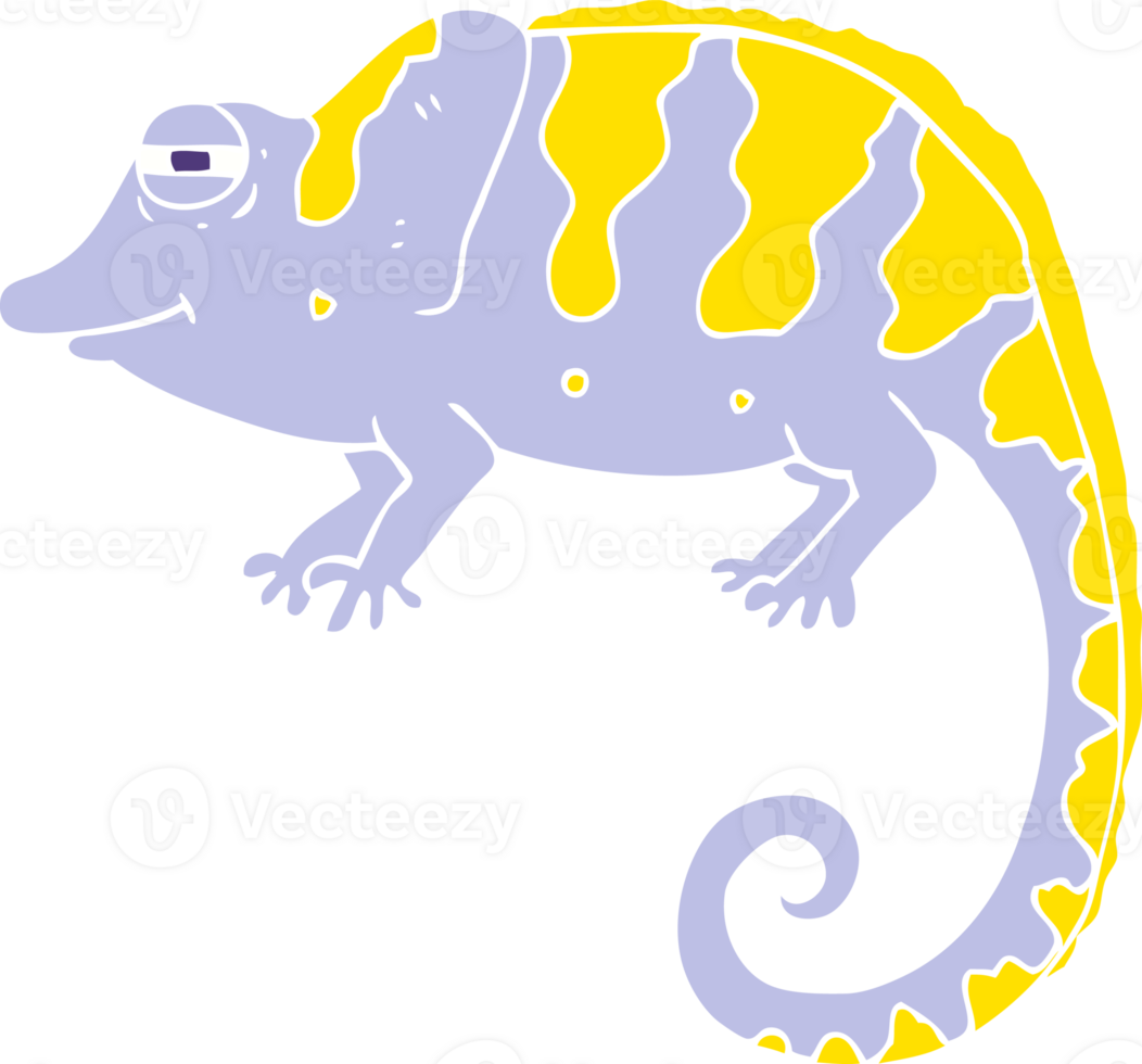 flat color illustration of chameleon png